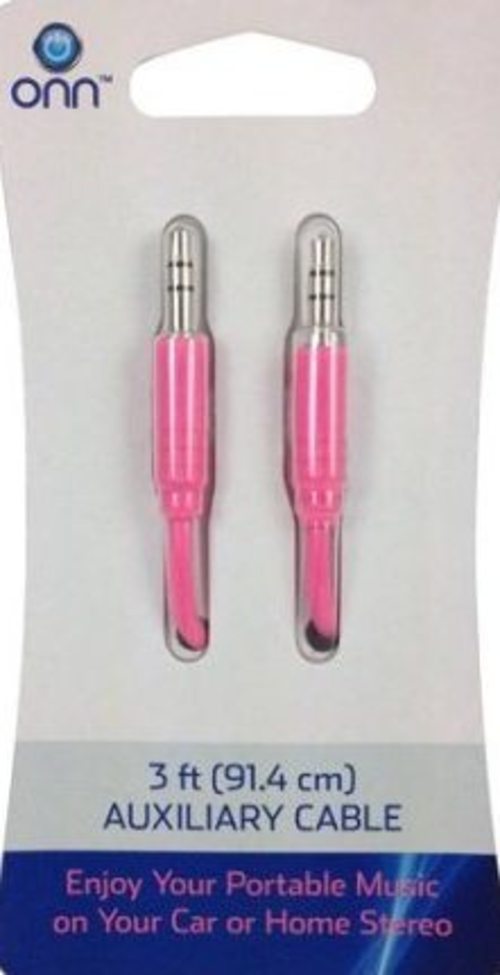 Onn ONA13WI508 3 Feet Auxiliary Cable - Pink