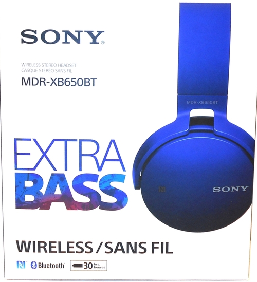 Sony XB650BT Extra Bass Bluetooth Headphones - Stereo - Blue - Wireless - Bluetooth - 24 Ohm - 20 Hz - 20 kHz - Over-the-head - Binaural - Circumaural