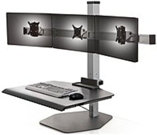Innovative Winston Workstation Triple Freestanding Sit-Stand - Up to 24" Screen Support - 36 lb Load Capacity - 45.5" Height x 30" Width x 29.9" Depth