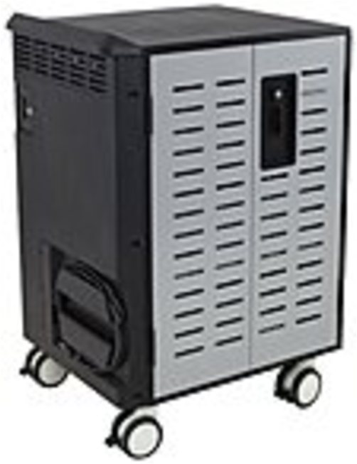 Ergotron Zip40 Charging and Management Cart - 255 lb Capacity - 4 Casters - 5" Caster Size - Steel - 30.3" Width x 26.1" Depth x 45.4" Height - Black,