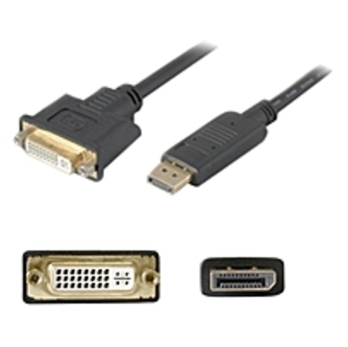 AddOn DISPLAYPORT2DVI 8-inch DisplayPort 1.2 to DVI-I (29 pin) Video Cable -  Male to Female - Black Adapter Cable
