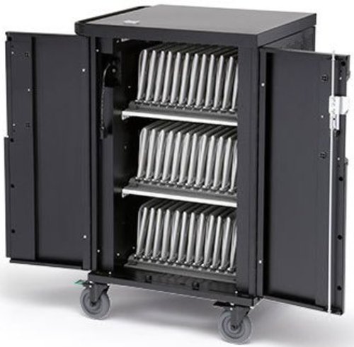 Bretford Core X  2-Shelf Charging Cart for 24 Tablets/Notebooks - Up to Display - Black