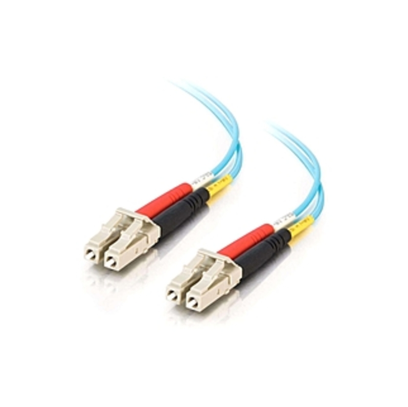 Image of C2G 33047 3m LC-LC 10Gb 50/125 Duplex Multimode OM3 Fiber Cable - Aqua - 10ft - Fiber Optic for Network Device - LC Male - LC Male - 10Gb - 50/125 - D