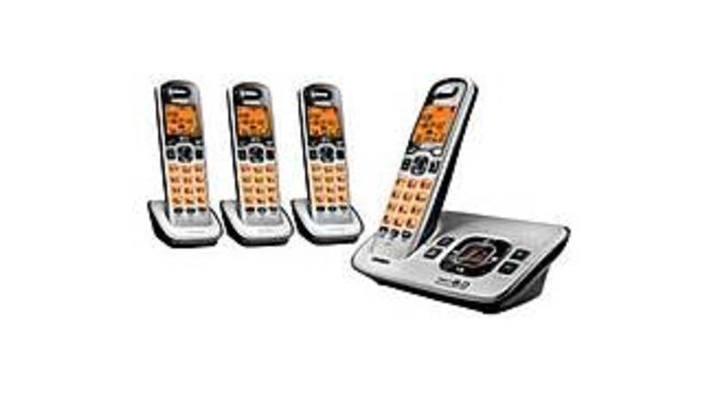 Uniden D1680-4 DECT 6.0 Analog Cordless Phone With 4- Handsets - Silver