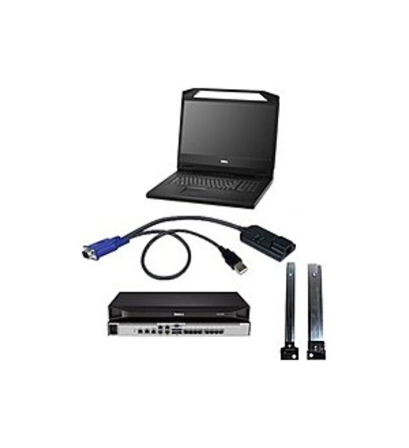 Dell DKMMLED185-G01-KIT 18.5-inch LED KMM Console With KVM Switch - 1U - Mounting Bracket - Black