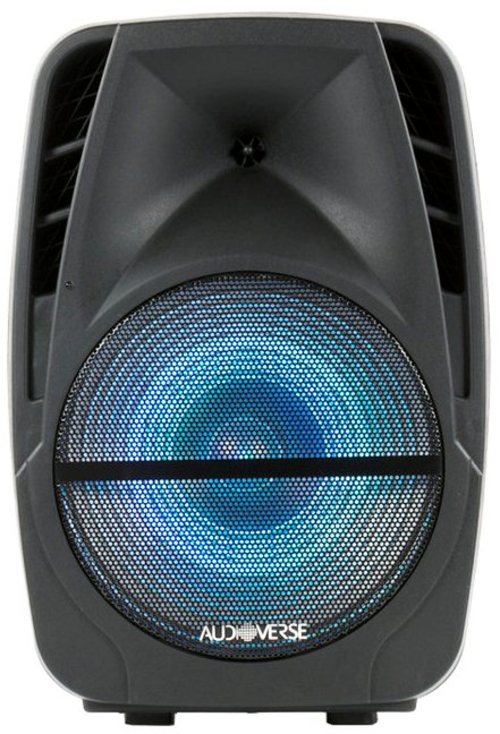 AudioVerse AV-153 15-inch Portable Party Bluetooth Speaker with Wireless Microphone and Stand - Black