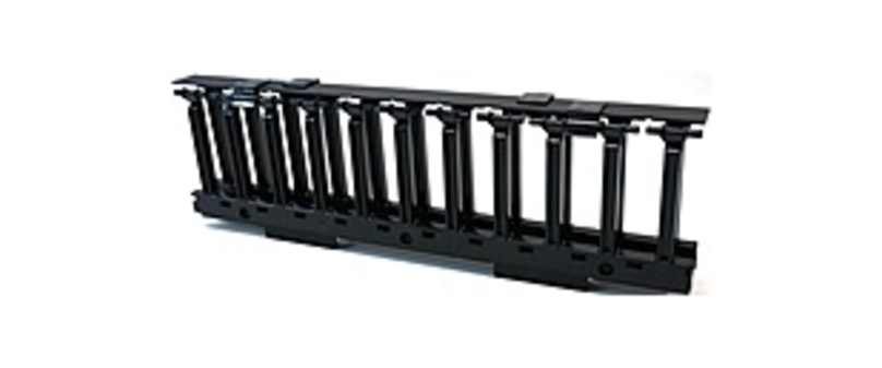Cooper SB87019S1FB 19-inch Horizontal Cable Manager with Cover - 1-Rack Unit - Rack Mount - 14 Gauge Steel - Black