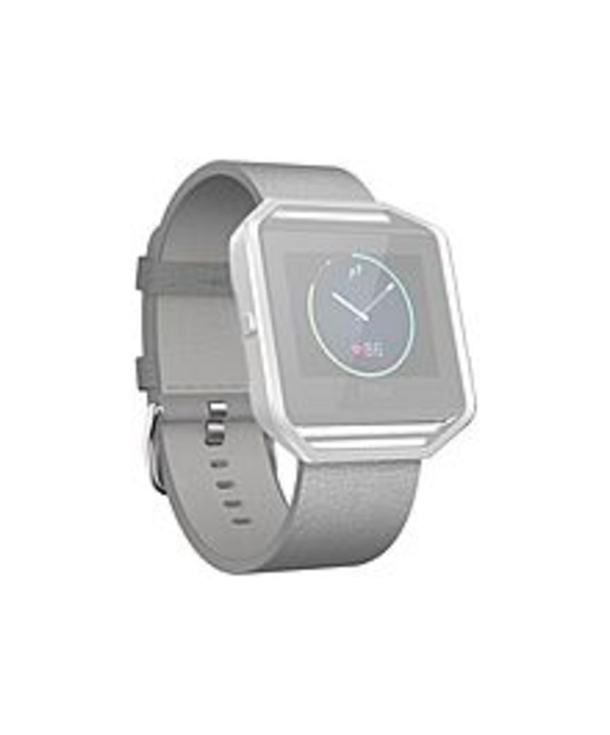 Fitbit Sleep/Activity Monitor Wristband - Mist Gray - Leather, Stainless Steel
