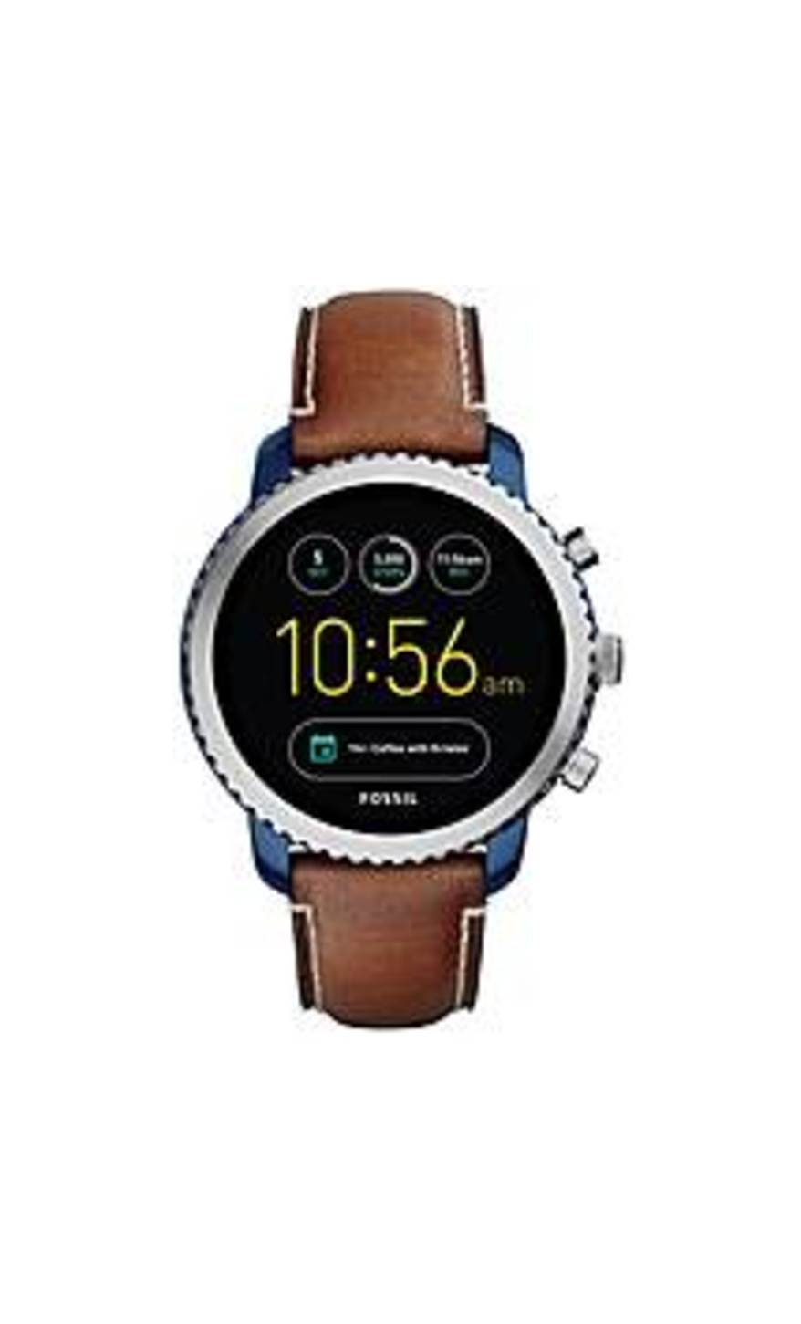 Fossil FTW4001 Q Explorist Generation 3 Smartwatch - 1.8-Inch Case Diameter - Brown Band - Blue IP