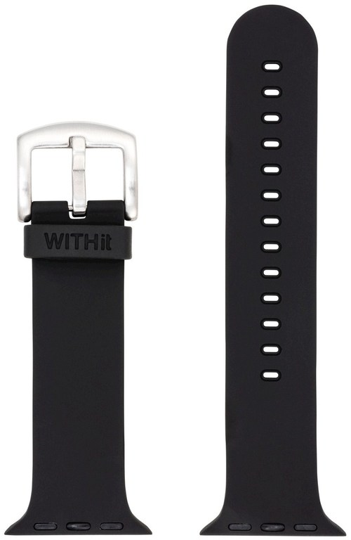WITHit T-AWN-001-42-WB-01 1.6-Inch Silicone Band for Apple Watch - Black