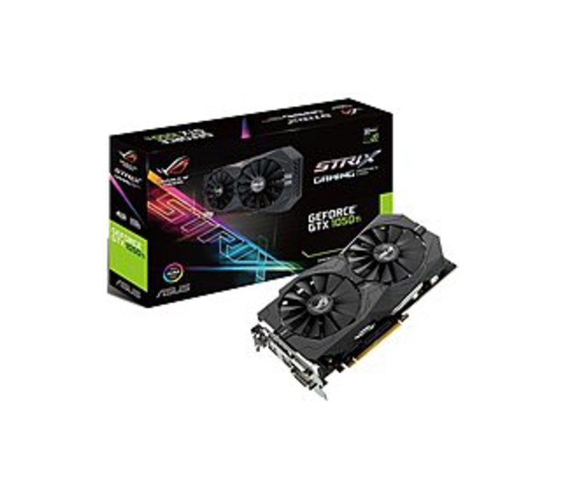 Asus 889349578179 ROG Strix GeForce GTX 1050 Ti 4 GB GDDR5 Gaming Graphics Card - Dual-Fan Edition - DVI, HDMI, DisplayPort - Black
