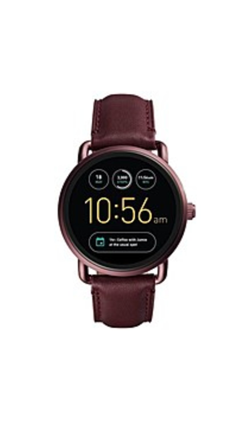 Fossil FTW2113 Q Wander Gen 2 1.8-inch Wine Leather Touchscreen Smartwatch - Red