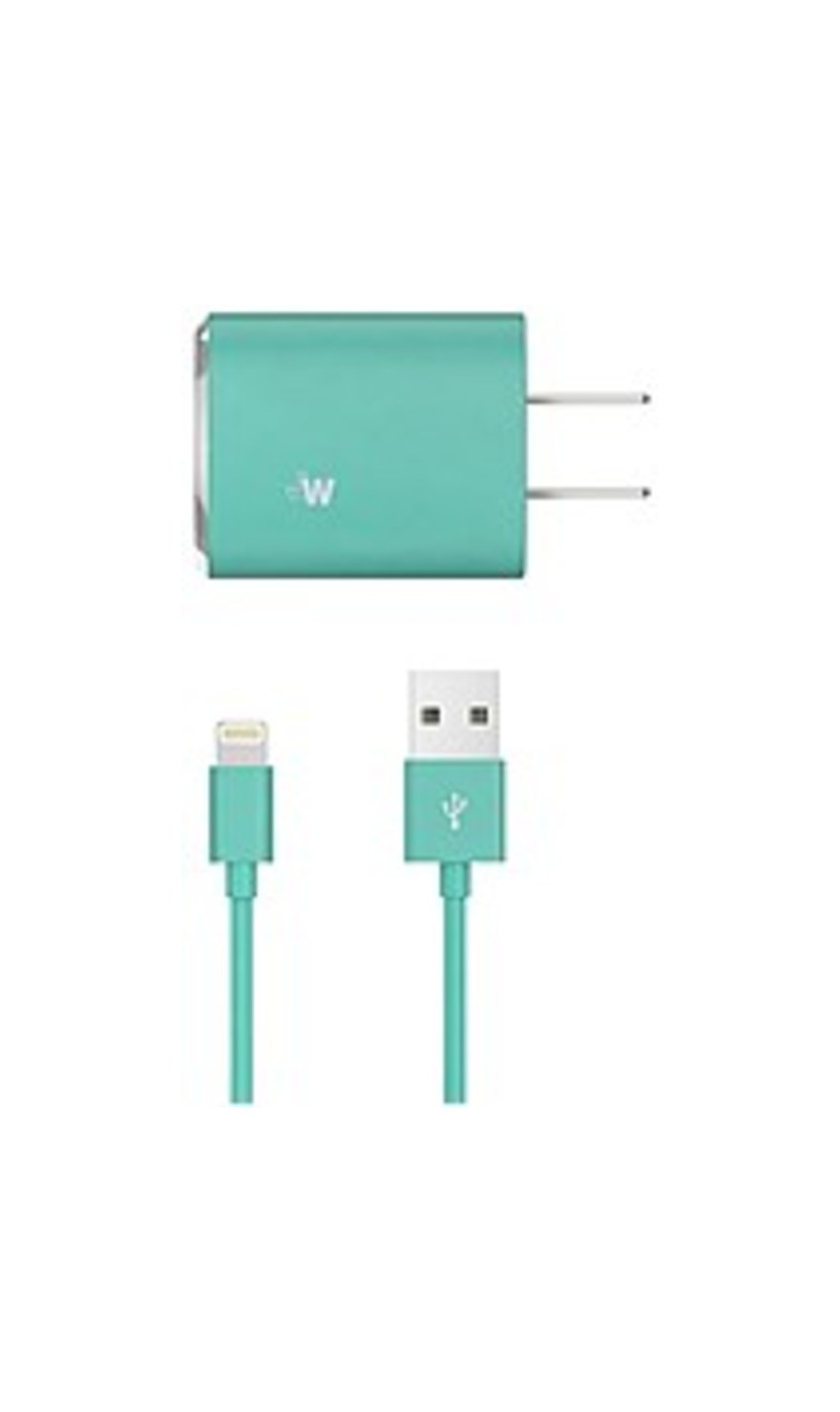 Just Wireless 705954045045 8-Pin Lightning to USB Home Charger - Teal