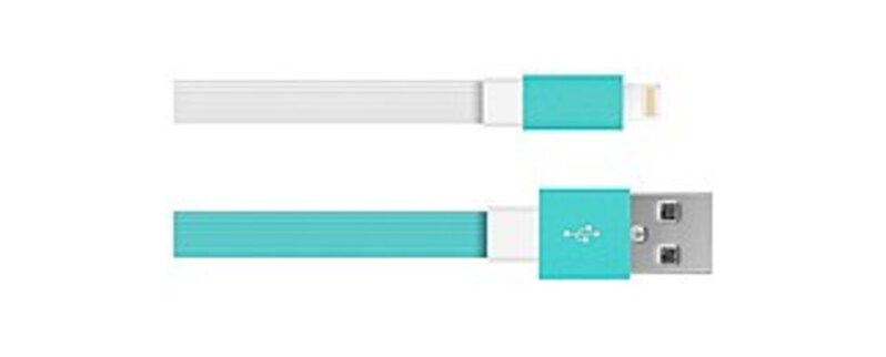 Just Wireless 705954051466 6 Feet 8-Pin Lightning to USB Charging Cable for iPhone - Teal, White