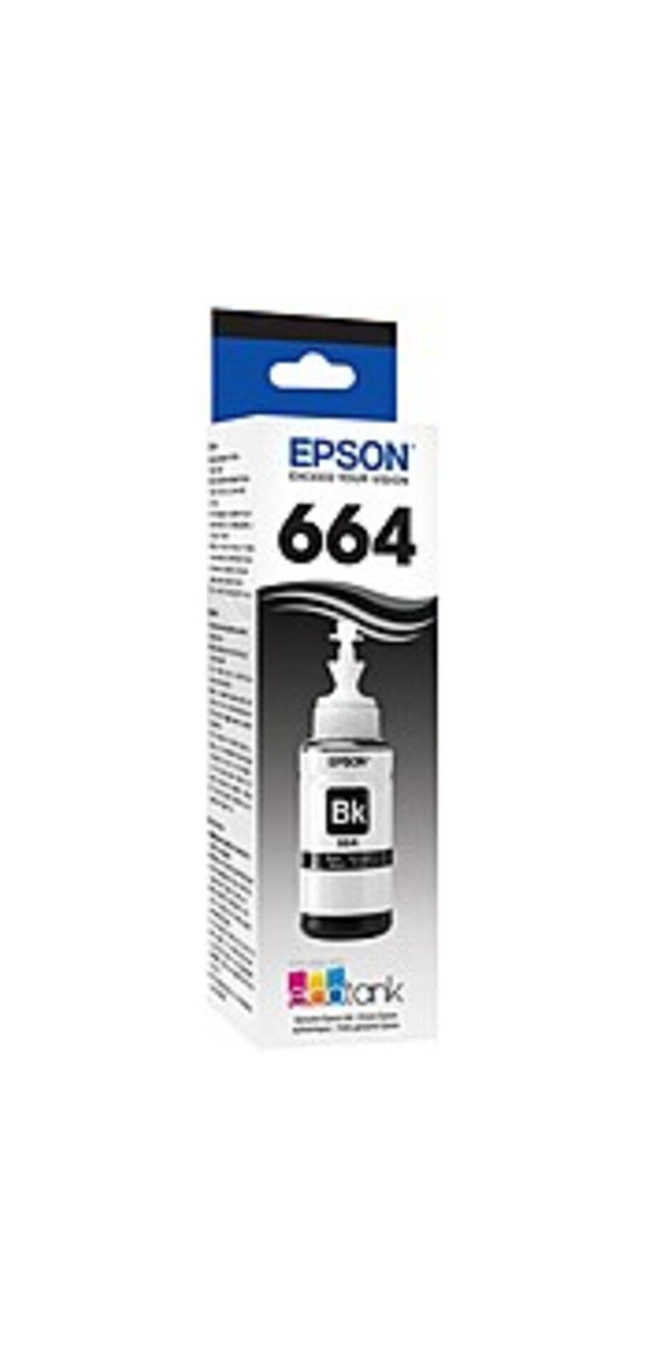 Epson EPST664120 70 ML Ink Bottle For ET-2500, ET-2550, And ET-4500 EcoTank Printers - 1 Pack - 4000 Pages - Black