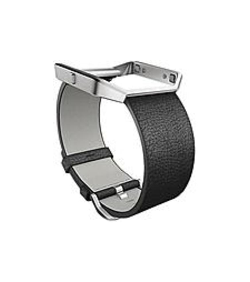 Fitbit Sleep/Activity Monitor Wristband - Black - Leather, Stainless Steel