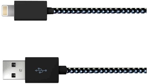 Just Wireless 705954051107 8-Pin High-Speed USB Charge and Sync Cable for iPhone Devices - Black, White