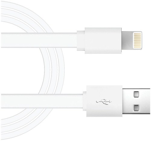 Just Wireless 705954051398 4 Feet Flat Lightning to USB Charging Cable - White