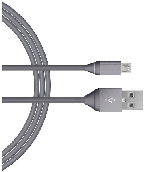 Just Wireless 705954051428 6 Feet Micro USB Charging Cable - Metallic Dark Gray