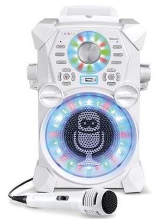 Singing Machine SDL485W REMIX High-Definition Digital Karaoke System with Resting Tablet Cradle and Microphones - White