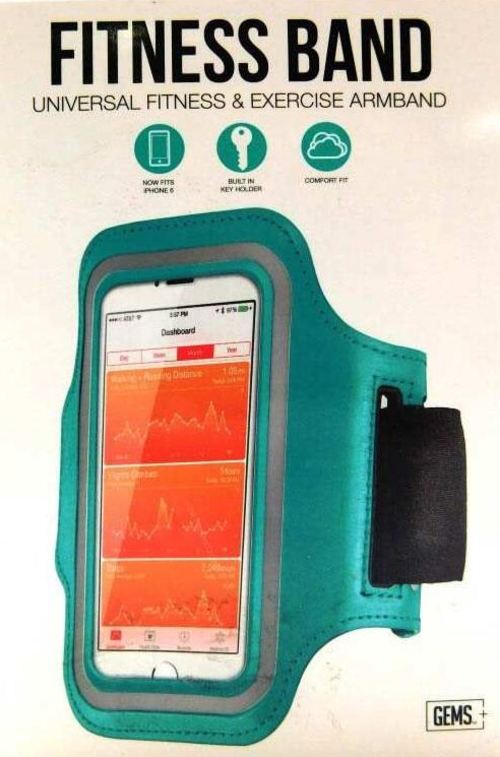 GEMS 813125025823 Universal Fitness Exercise Armband for Apple Devices - Blue Green
