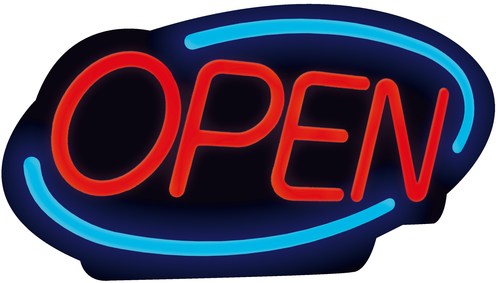 Royal Sovereign RSB-1340E Neon LED Open Sign - Red Lettering with Blue Wave