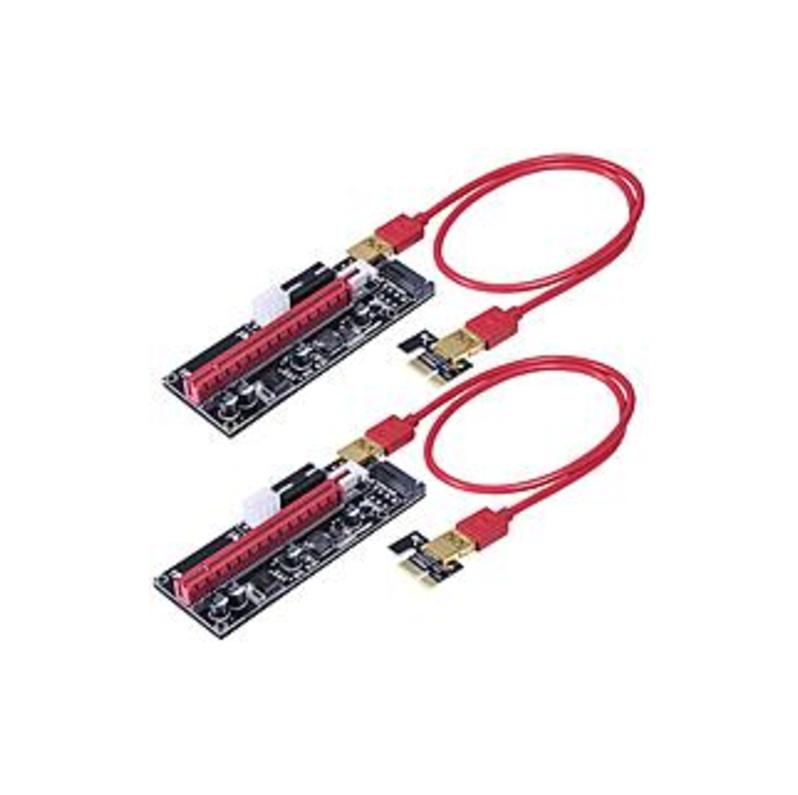 Rebbic VER009S PCI-E 16x to 1x Powered Riser Adapter Card with USB 3.0 Extension Cable - 2 Pack