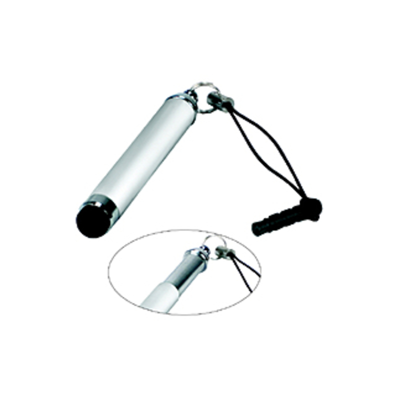 QVS Premium Fabric Tip Extending Mini-Stylus for Tablets & Smartphones - Rubber - Silver