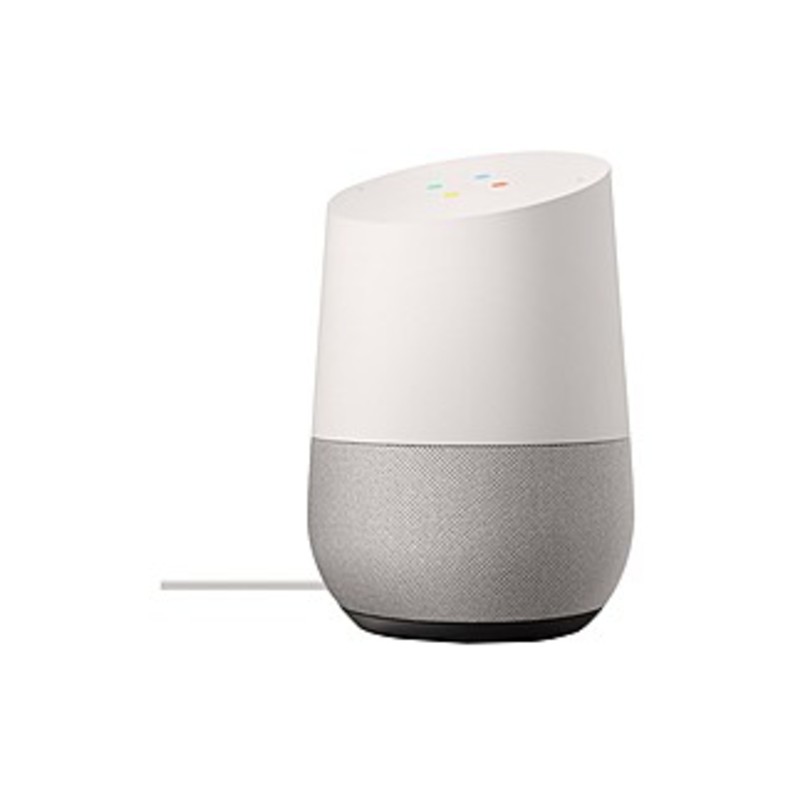 Google Home Speaker System - Wireless Speaker(s) - White Slate - Crystal Sound - Wireless LAN - Alarm, Multi-room Streaming, Radio, Mute, Voice Comman