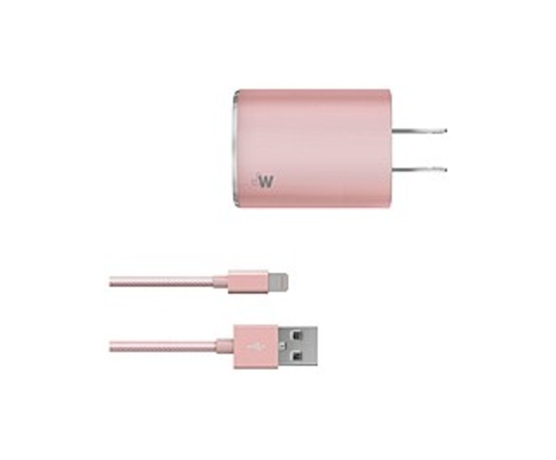 Just Wireless 705954044970 Dual USB 3.4A Home Charger with 6 Feet Lightning to USB Cable for iPhone - Rose Gold