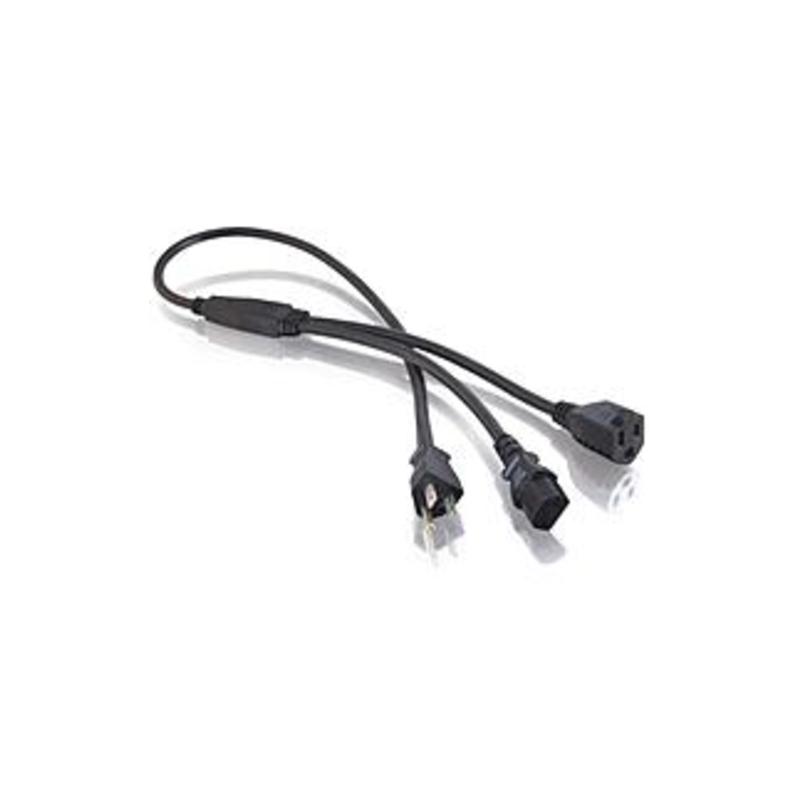 C2G 3ft 16 AWG 1-to-2 Power Cord Splitter (NEMA 5-15P to 1 NEMA 5-15R + 1 IEC320C13) - 3ft