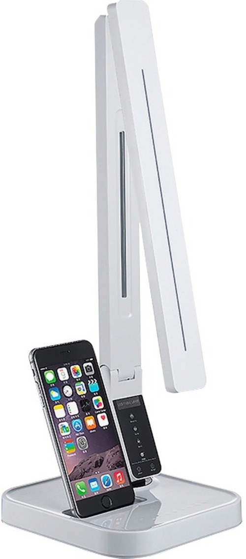 Lorell LLR99771 LED Desk Lamp with iPhone Charger - White