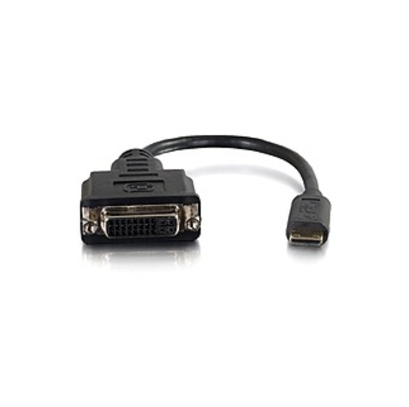 C2G 8in Mini HDMI to DVI Adapter - Mini HDMI Adapter - Male to Female Black - DVI-D/HDMI for Video Device, Notebook, Monitor - 8" - 1 x HDMI (Mini Typ