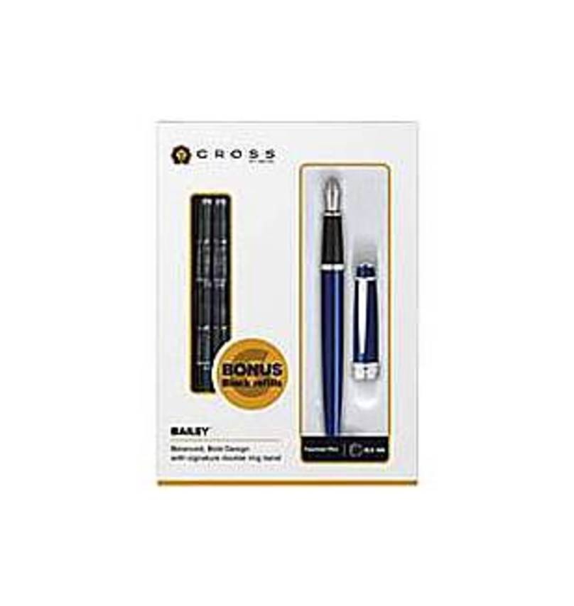 Cross Bailey AT0456H-12MS/18 Fountain Pen - Medium Point - 0.43 mm - Blue Barrel - Black Ink