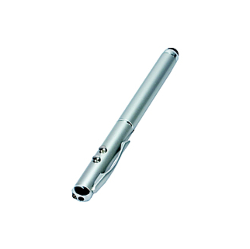 QVS 1-LED Flash Light / Red Laser Pointer Combo, Silver - Rubber - Silver