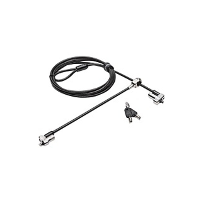Kensington N17 Keyed Dual Head Laptop Lock for Dell Devices - Black - Carbon Steel - 6 ft - For Notebook, Tablet