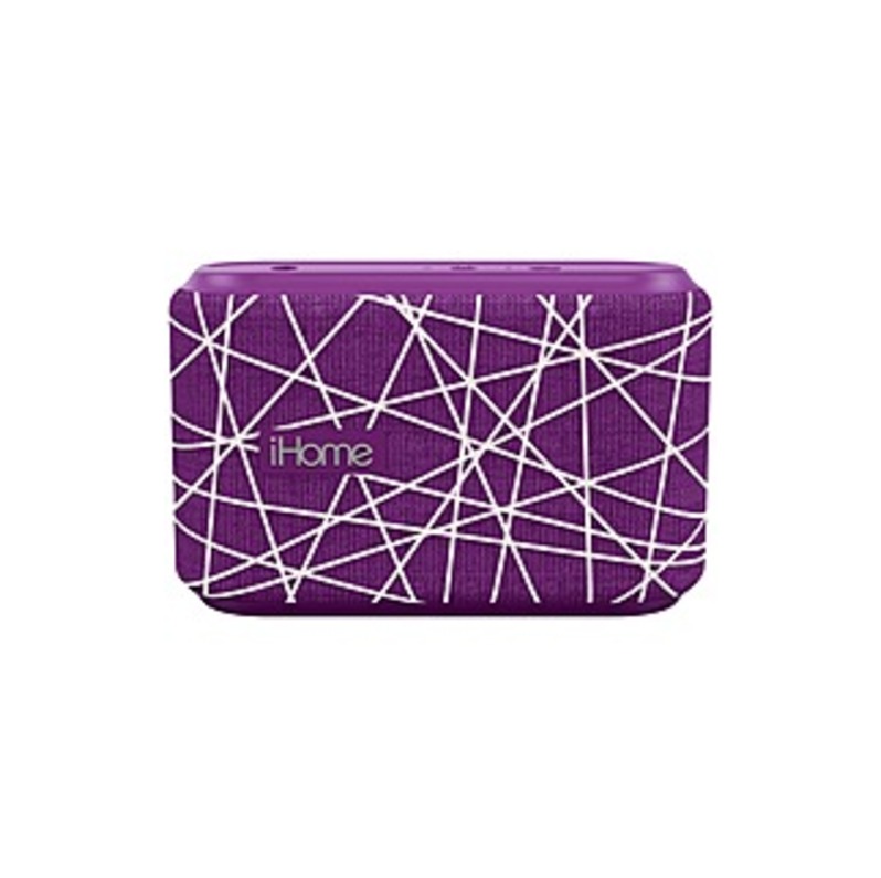 iHome iBT370 Speaker System - Wireless Speaker(s) - Portable - Battery Rechargeable - Purple, White - Bluetooth - USB - Echo Cancellation, Built-in Mi