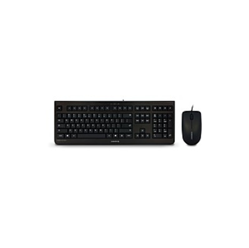 CHERRY DC 2000 Keyboard & Mouse - USB Cable 104 Key - English (US) - Black - USB Cable Optical - 1200 dpi - 3 Button - Scroll Wheel - QWERTZ - Black -