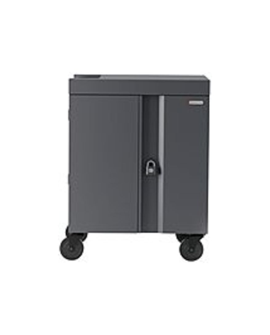 Bretford CUBE Cart - 1 Shelf - 4 Casters - Steel - Width x Depth x Height - Charcoal - For 16 Devices