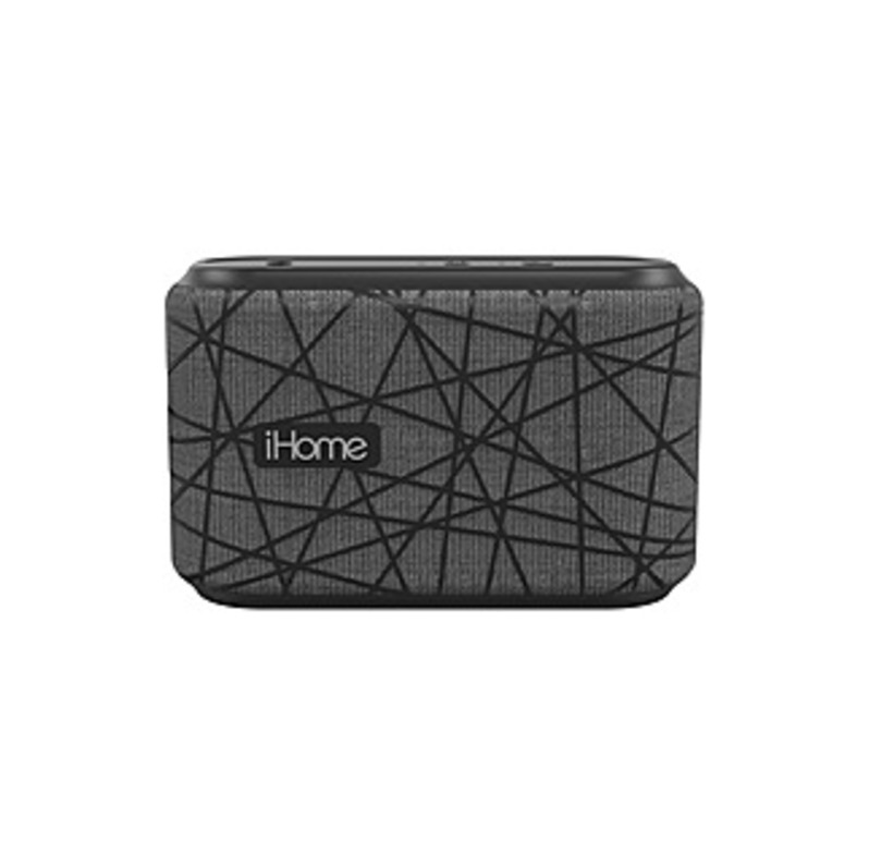 iHome iBT370 Speaker System - Wireless Speaker(s) - Portable - Battery Rechargeable - Gray - Bluetooth - USB - Echo Cancellation, Microphone, Wireless