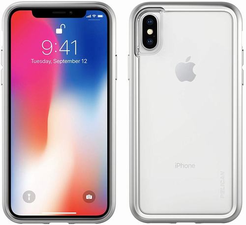 Pelican C37100000ACLMS Adventurer Protective Case for iPhone X - Clear, Metallic Silver