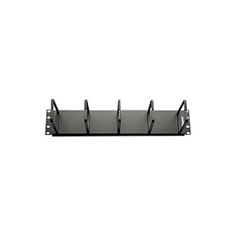 C2G 2U Horizontal Cable Management Panel with 5 D-Rings - Cable Management Panel - Black - 2U Rack Height - Steel