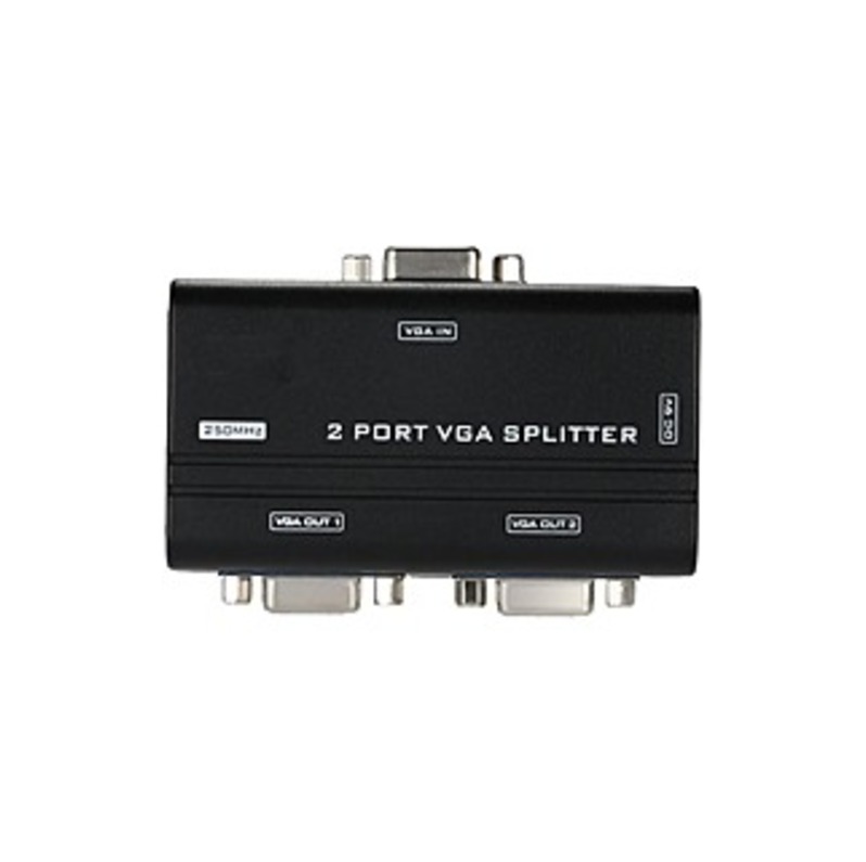 4XEM 2-Port VGA Splitter 250 MHz - 250 MHz to 250 MHz - 1920 x 1440 - 213 ft Maximum Operating Distance - VGA In - VGA Out