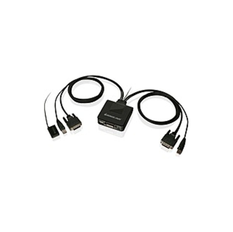 IOGEAR 2-Port USB DVI Cable KVM Switch - 2 Computer(s) - 1 Local User(s) - 1920 x 1200 - 1 x USB - 1 x DVI