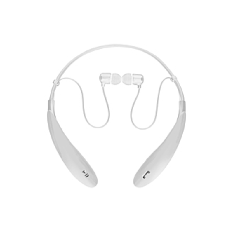 IQ Sound Bluetooth Wireless Headphones and Mic - Stereo - White - Wireless - Bluetooth - 32.8 ft - 16 Ohm - 20 Hz - 20 kHz - Earbud, Behind-the-neck -