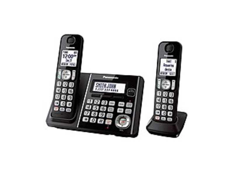 Panasonic KX-TG3752B Expandable Cordless Phone with Call Block and Answering Machine - 2 Handsets - Black