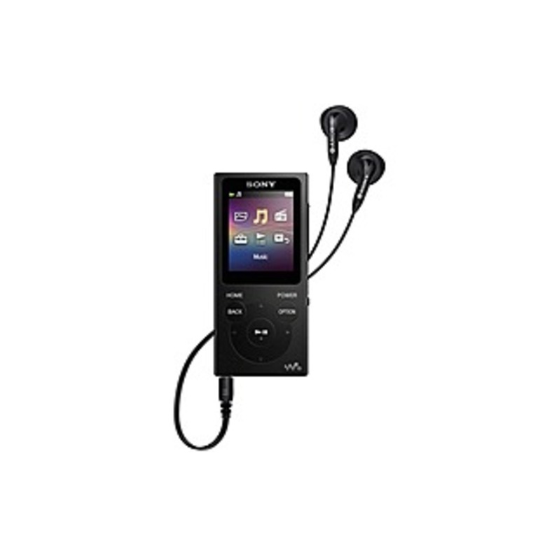 Sony Walkman NW-E395 16 GB Flash MP3 Player - Black - Photo Viewer, FM Tuner - 1.8" - Battery Built-in - MP3, MP3 VBR, WMA, ASF, WAV, AAC, AAC-LC - 35