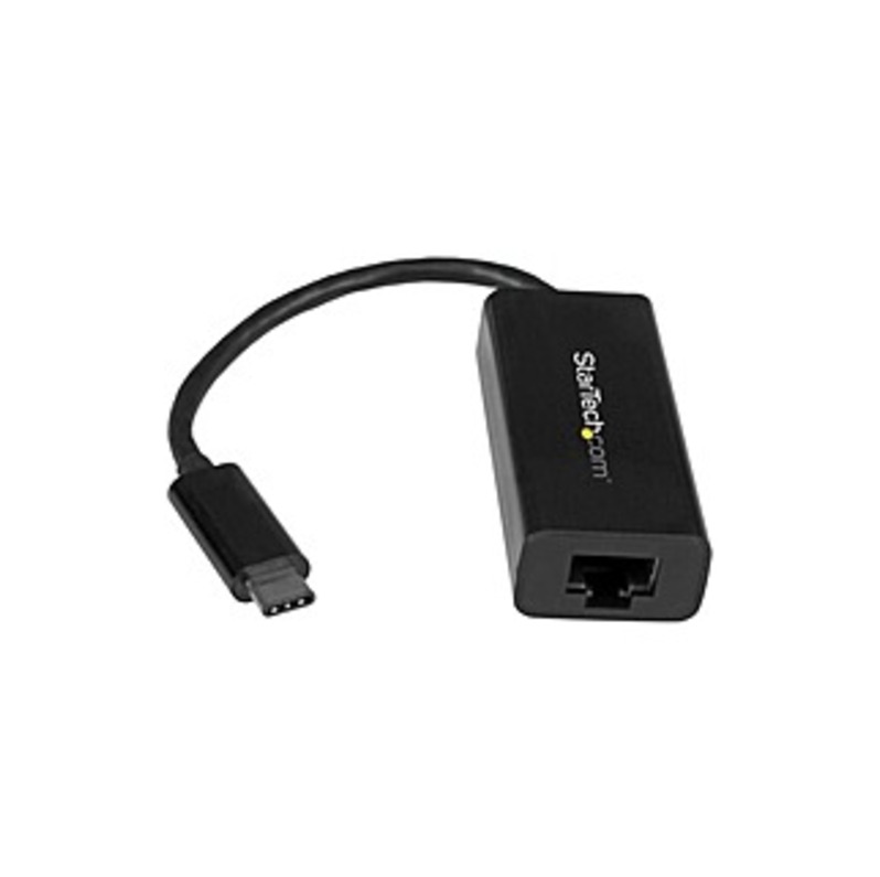 StarTech.com USB C to Gigabit Ethernet Adapter - Thunderbolt 3 - 10/100/1000Mbps - Black - USB C network adapter adds a GbE network connection your la