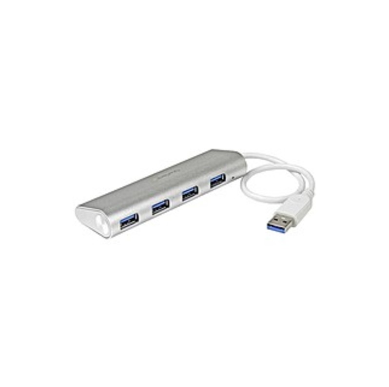 StarTech.com 4 Port Portable USB 3.0 Hub with Built-in Cable - Aluminum and Compact USB Hub - USB - External - 4 USB Port(s) - 4 USB 3.0 Port(s)