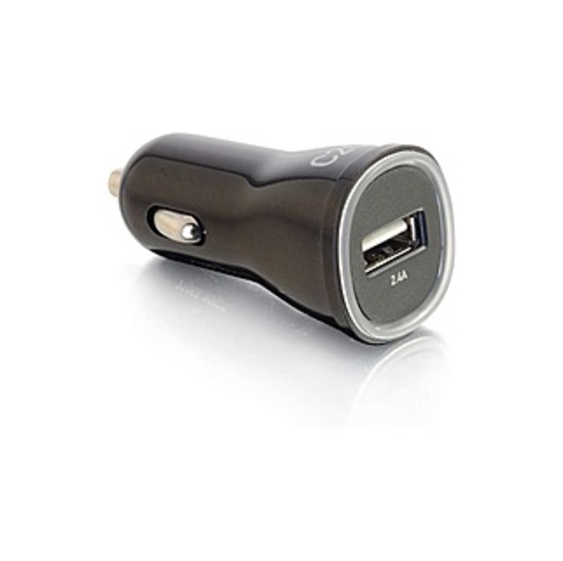 C2G 1-Port USB Car Charger, 2.4A Output - 12 V DC, 24 V DC Input Voltage - 5 V DC Output Voltage - 2.40 A Output Current - USB